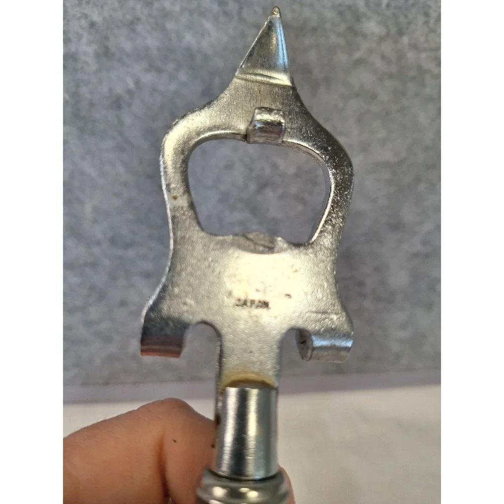 Vintage Wood Handle Bottle Opener Can Piercer Jar Lifter Bar Tool Japan 9.75in